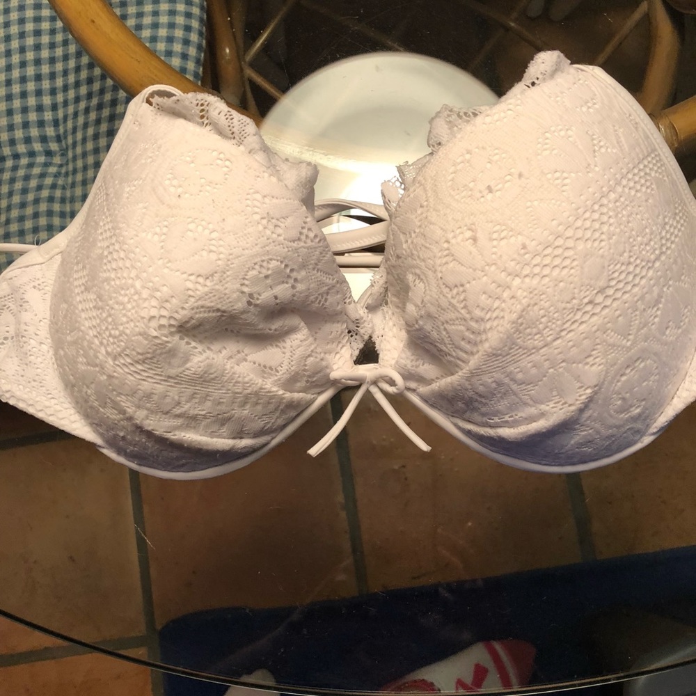 Victoria Secret white ruffle bathing suit top 36DD